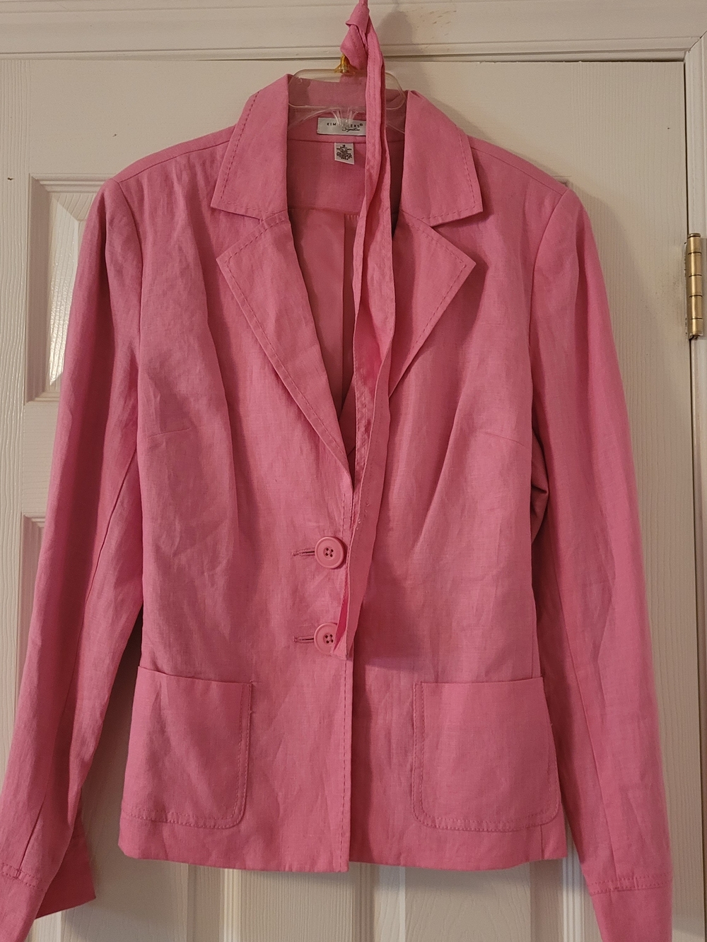 Kim Rogers Bright Pink Linen-Blend Blazer